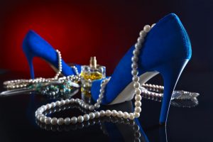 Blauwe pumps in fluweel