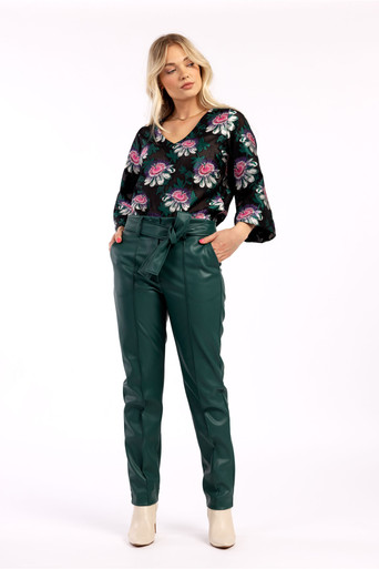 Mita faux leather trousers - dark green - 09428