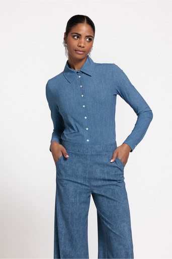 Poppy jeans blouse - mid jeans - 09758