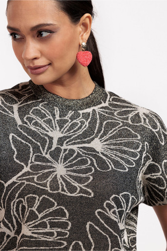 Kalani jacquard flower pullover - dblue/kit - 11196