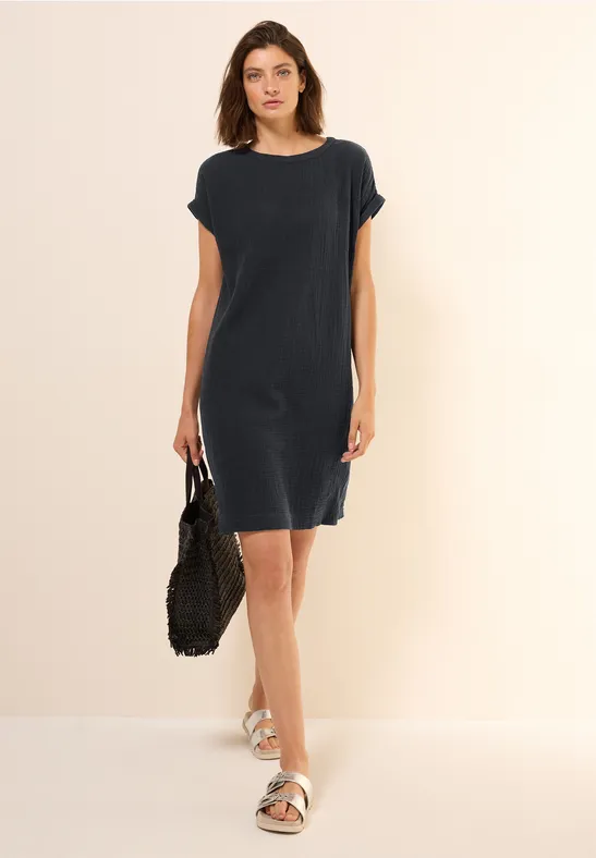 Mousseline jurk in effen kleur