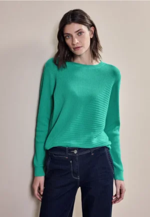 Trui met geribbelde structuurmix