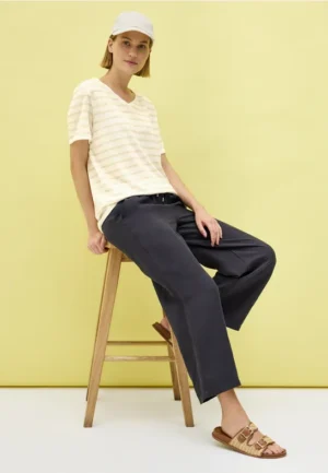 Shirt met gebreide look en strepen