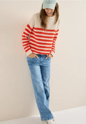 Gestreepte bouclé trui