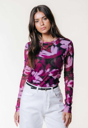 Colourful Rebel Ninsy Mesh Flare Sleeve Top