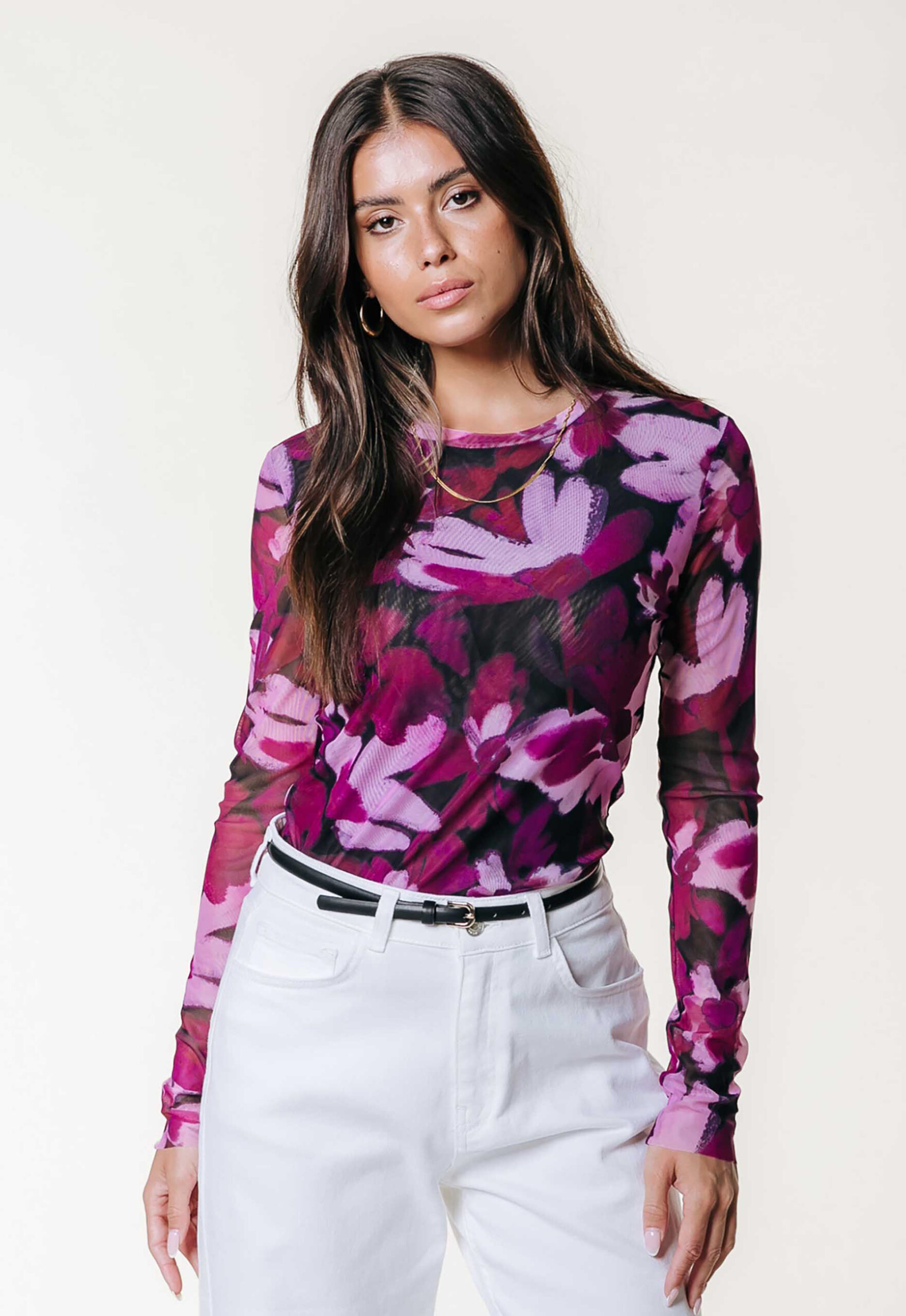 Colourful Rebel Ninsy Mesh Flare Sleeve Top