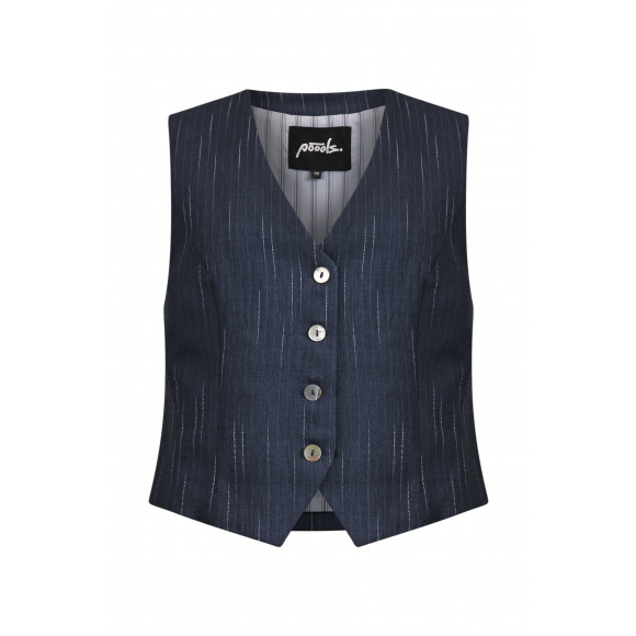Poools - Blauw | Dames | Gilet | Blauw | 44 | regular | Kamst mode