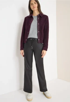 Broek met gecoate Wide Legs