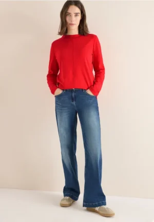 Shirt met trechtervormige hals in effen kleur