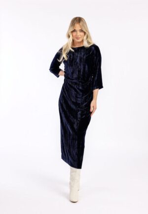 Studio Anneloes Christel Velvet Dress 09287 Jurk 6900 Dark Blue