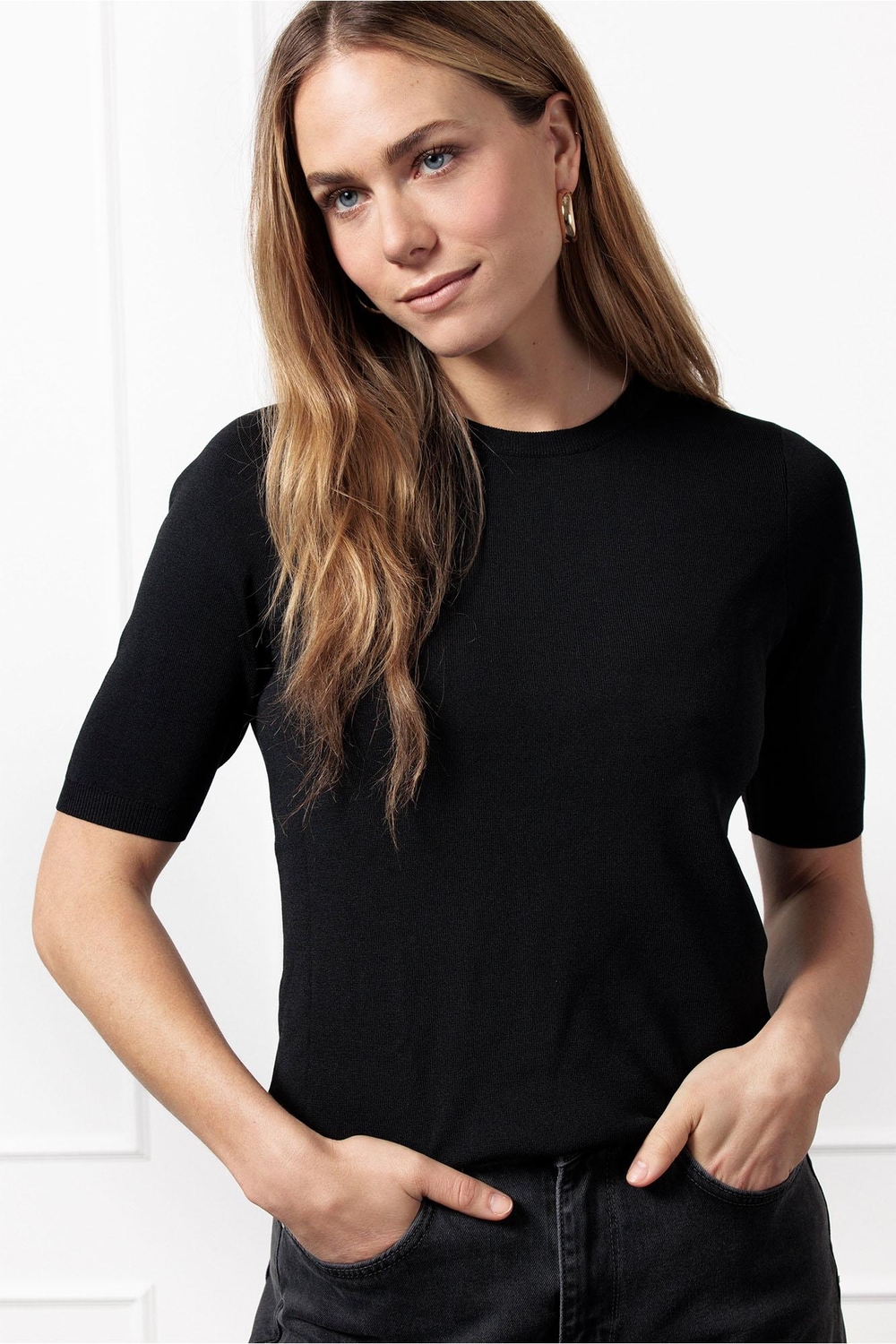 Studio Anneloes Lana Ssl Solid Pullover 91530 Trui Korte Mouw 9000 Black