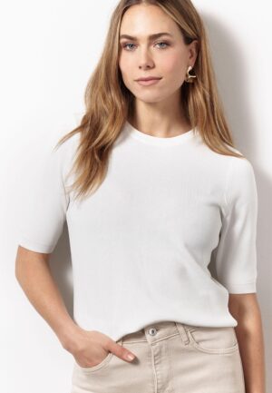Studio Anneloes Lana Ssl Solid Pullover 91530 Trui Korte Mouw 1100 Off White
