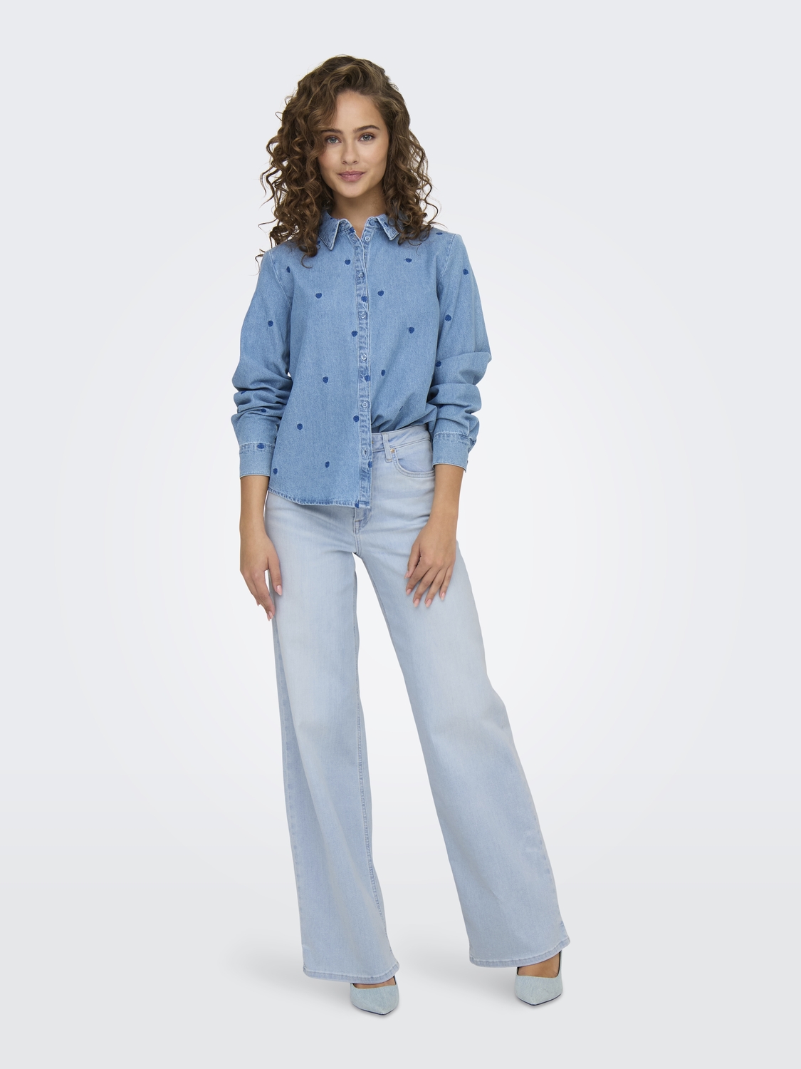 Only Onlmadison Blush Hw Wide Dnm Cro495 Noos Loose Fit Light Blue Bleached Denim
