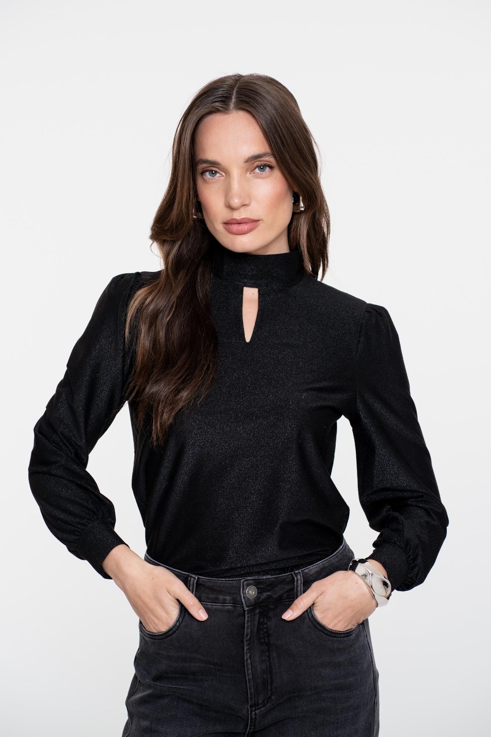 Geisha Top Col With Cut Out 52564-47 T-shirt Lange Mouw 999 Black