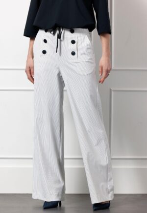 Studio Anneloes Lexie Sailor Bnd Pinstripe Trousers 12750 Broek 1169 Off White/dark Blue