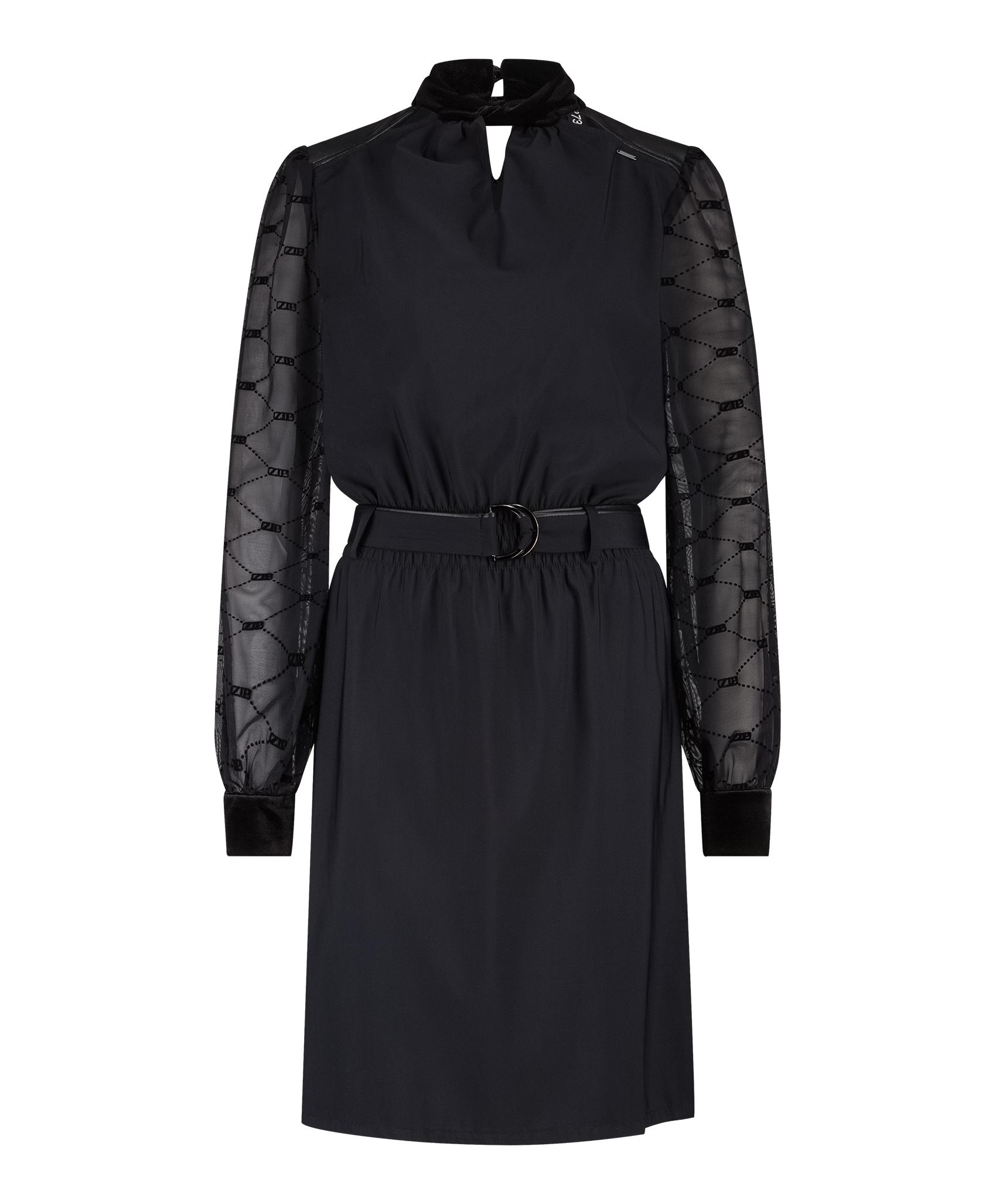 Zip73 Twisted Collar Dress W25/212/02/001 Jurk 001 Black