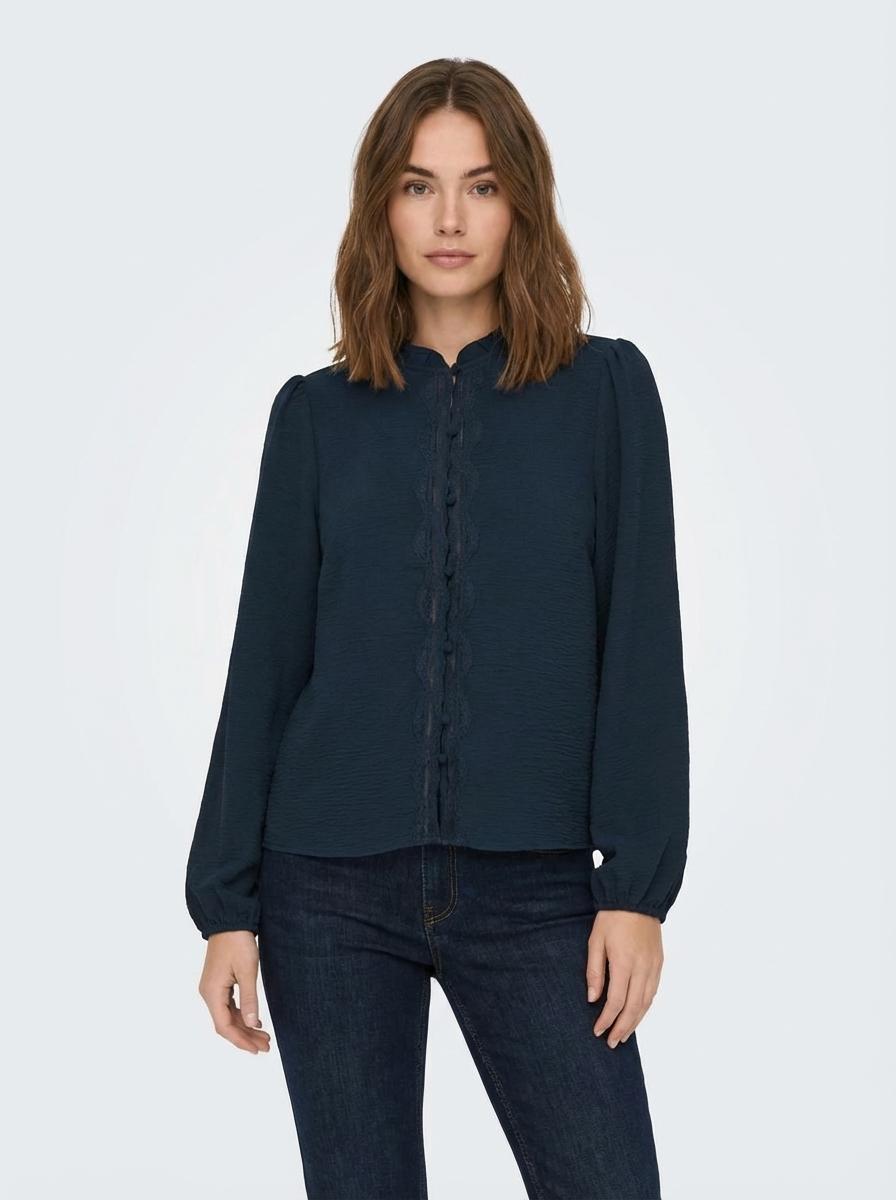 Only Onlmette Life Ls Loose Lace Top Wvn Blouse 4915527 Navy Blazer