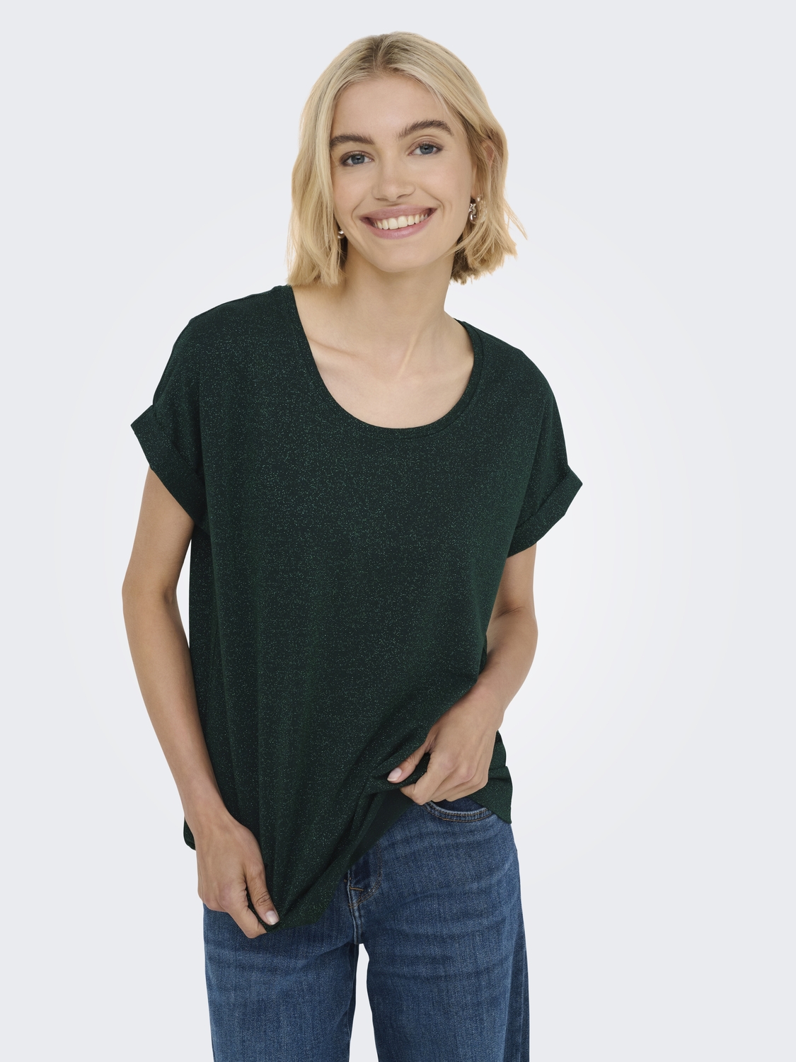 Only Onlmoster Glitter S/s Top Noos Jrs T-shirt Korte Mouw Scarab