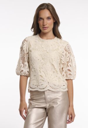 Rino & Pelle Short Balloon Sleeve Top Chantalle.7002622 T-shirt Korte Mouw 9030 Birch
