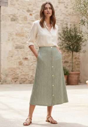 Tramontana Crinkled Maxi Skirt E02-19-201 006156-aloemelange