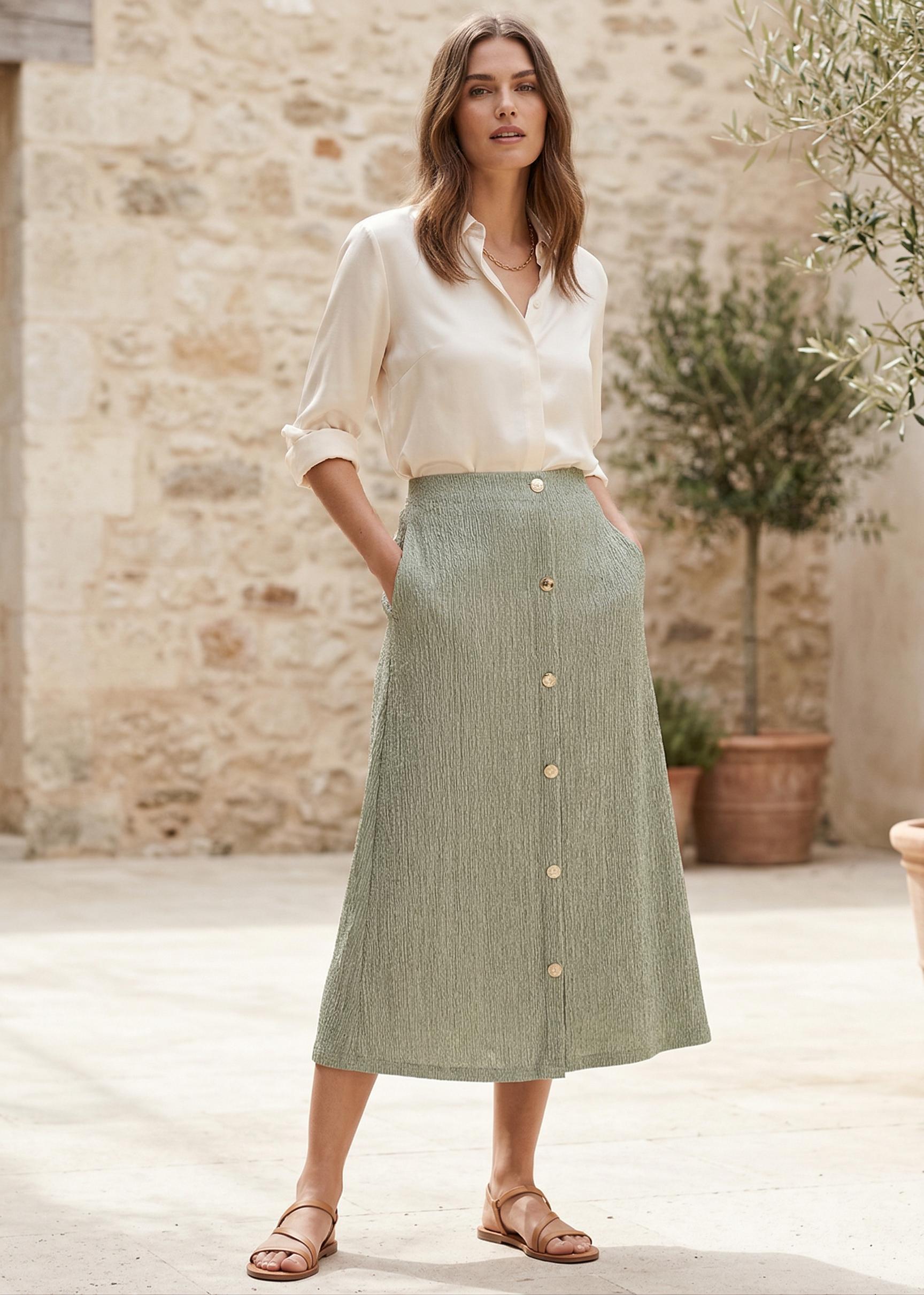 Tramontana Crinkled Maxi Skirt E02-19-201 006156-aloemelange
