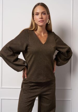 Studio Anneloes Claudina Sparkle Top 13327 T-shirt Lange Mouw 0002 Gold