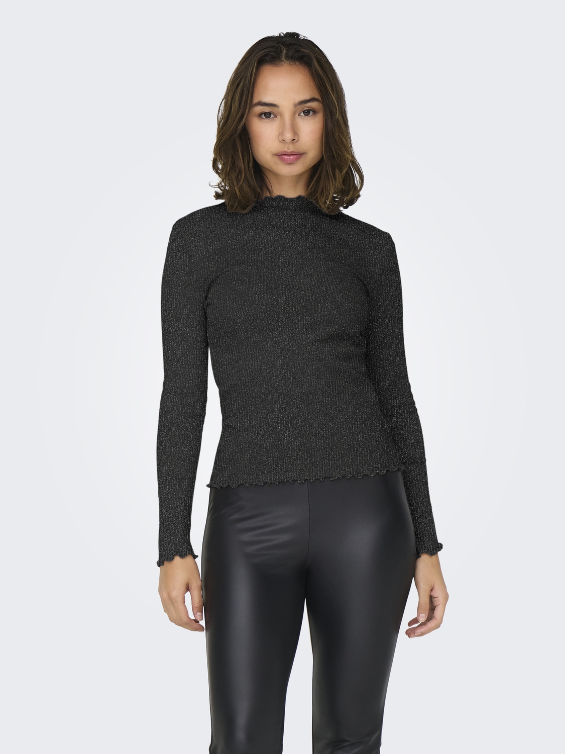 Only Onlemma Ls Glitter Top Jrs Noos T-shirt Lange Mouw Black Glitter