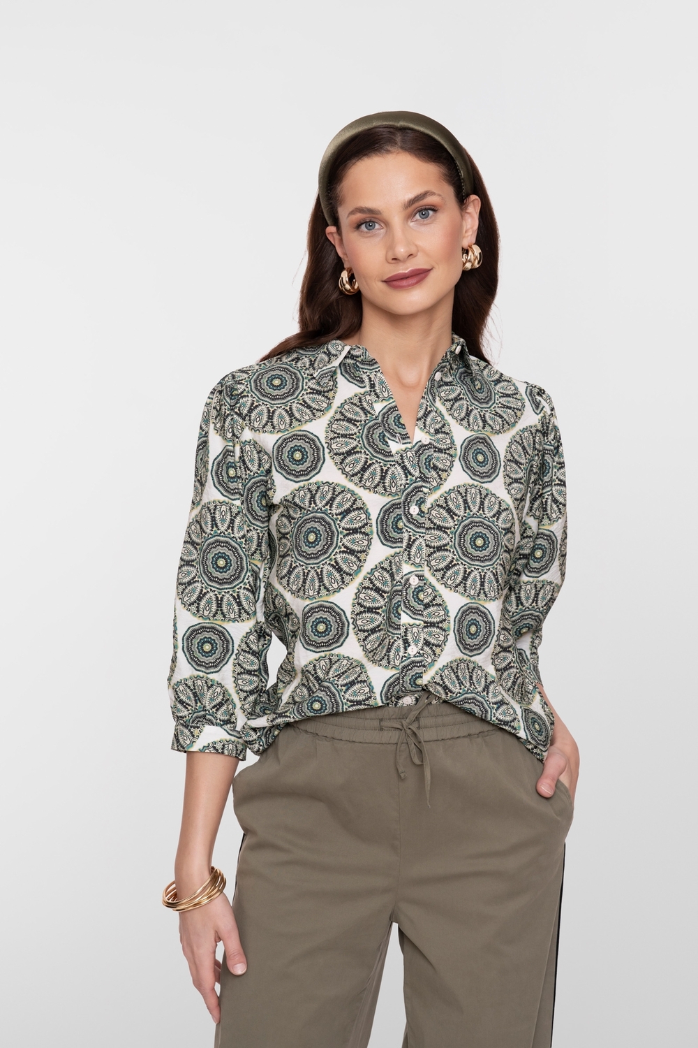 Geisha Blouse 63253-20 Blouse 530 Green/ecru