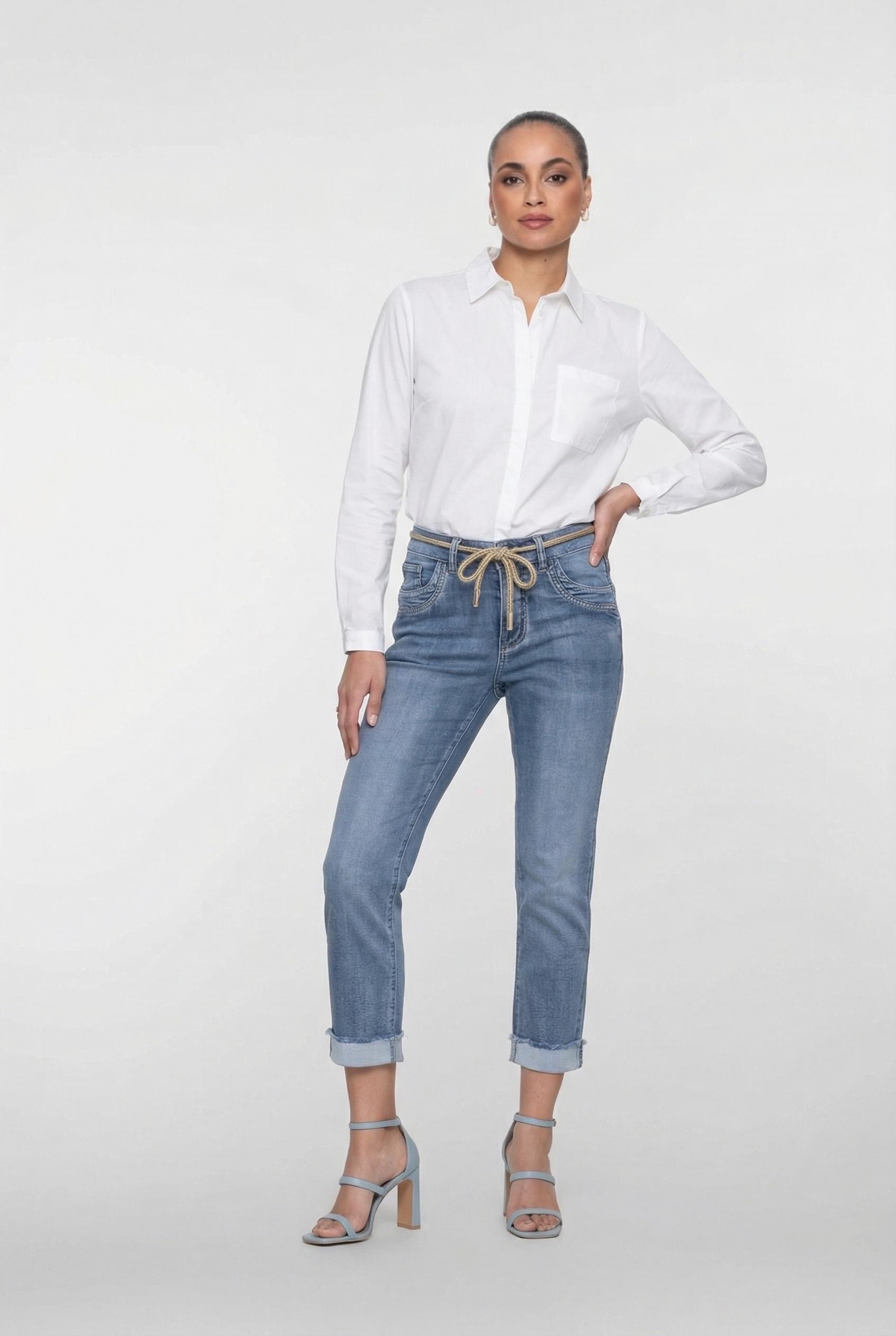 Geisha Jeans Turn-up Helen Loose Fit 827 Mid Blue Denim