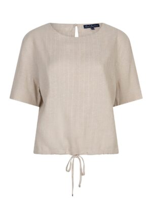 Red Button Skyler Linen/visc Pinstripe Srb4863 T-shirt Korte Mouw Pebble