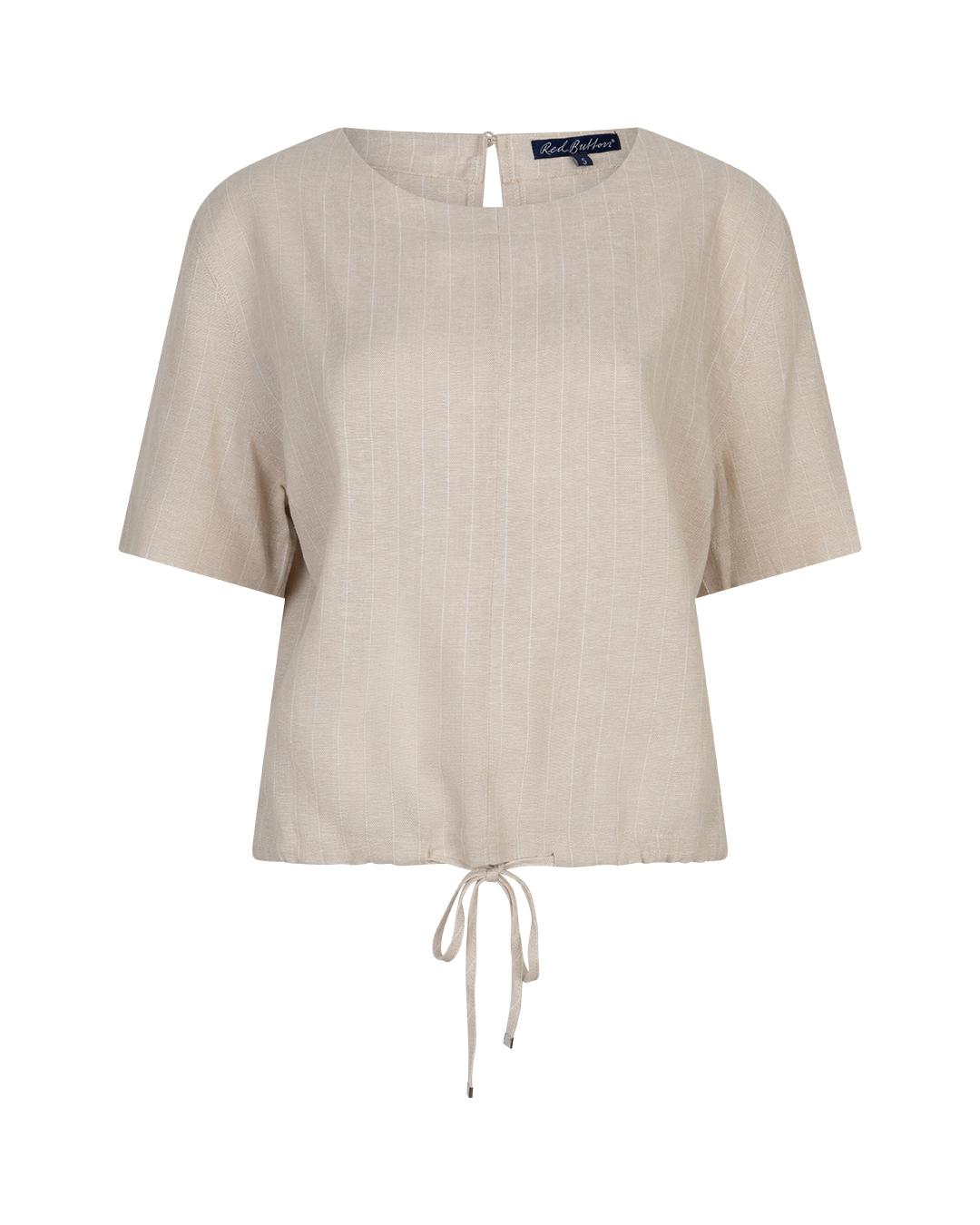 Red Button Skyler Linen/visc Pinstripe Srb4863 T-shirt Korte Mouw Pebble