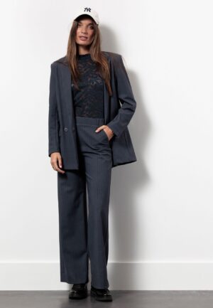 Studio Anneloes Lexie Bnd Pinstripe Trousers 13386 Broek 9869 Antraciet/dark Blue