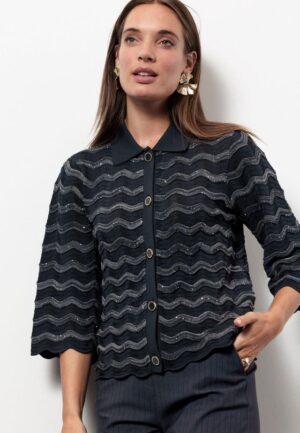 Studio Anneloes Jacy Sequins Cardigan 13402 Vest 9800 Antraciet