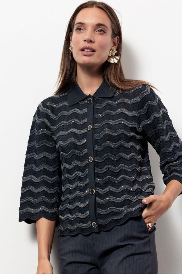 Studio Anneloes Jacy Sequins Cardigan 13402 Vest 9800 Antraciet