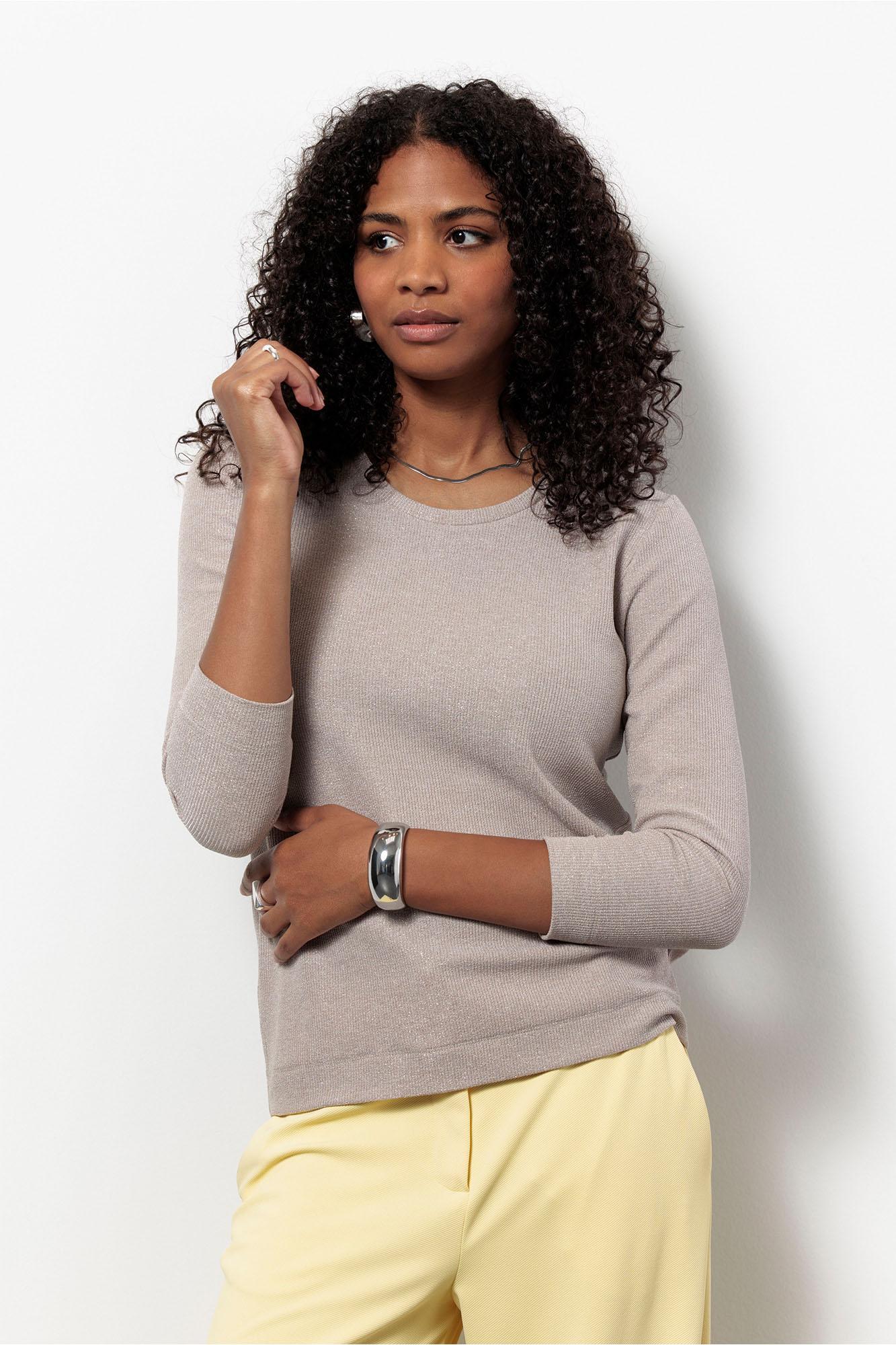 Studio Anneloes Risa Rib Top 13440 T-shirt Lange Mouw 2200 Latte