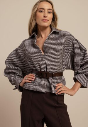 Studio Anneloes Ivara Structure Blouse 13569 Blouse 8713 Espresso/ecru