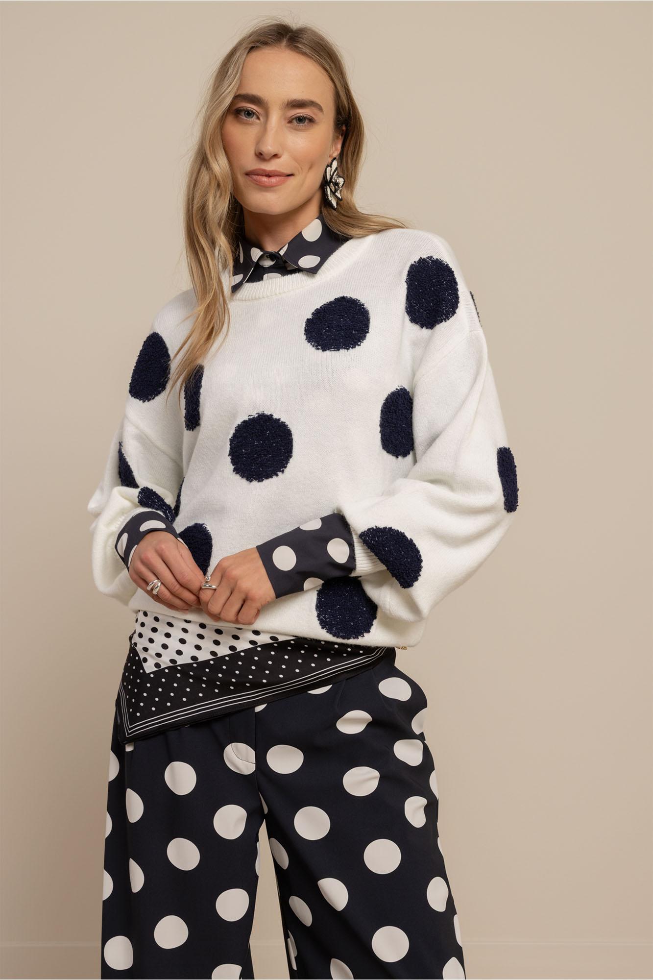 Studio Anneloes Eliza Dot Pullover 13528 Trui 1469 Kit/dark Blue