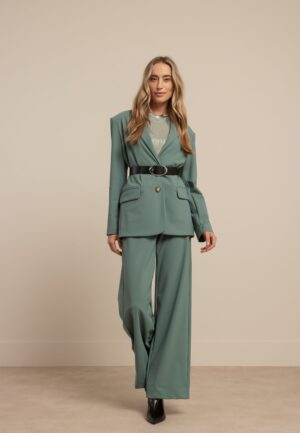 Studio Anneloes Lexie Bonded Trousers 13543 Broek 7600 Dark Sage Green