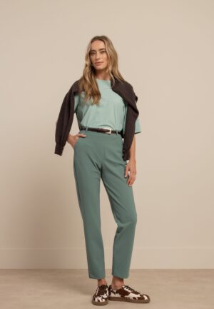 Studio Anneloes Anne Bonded Trousers 13544 Broek 7600 Dark Sage Green