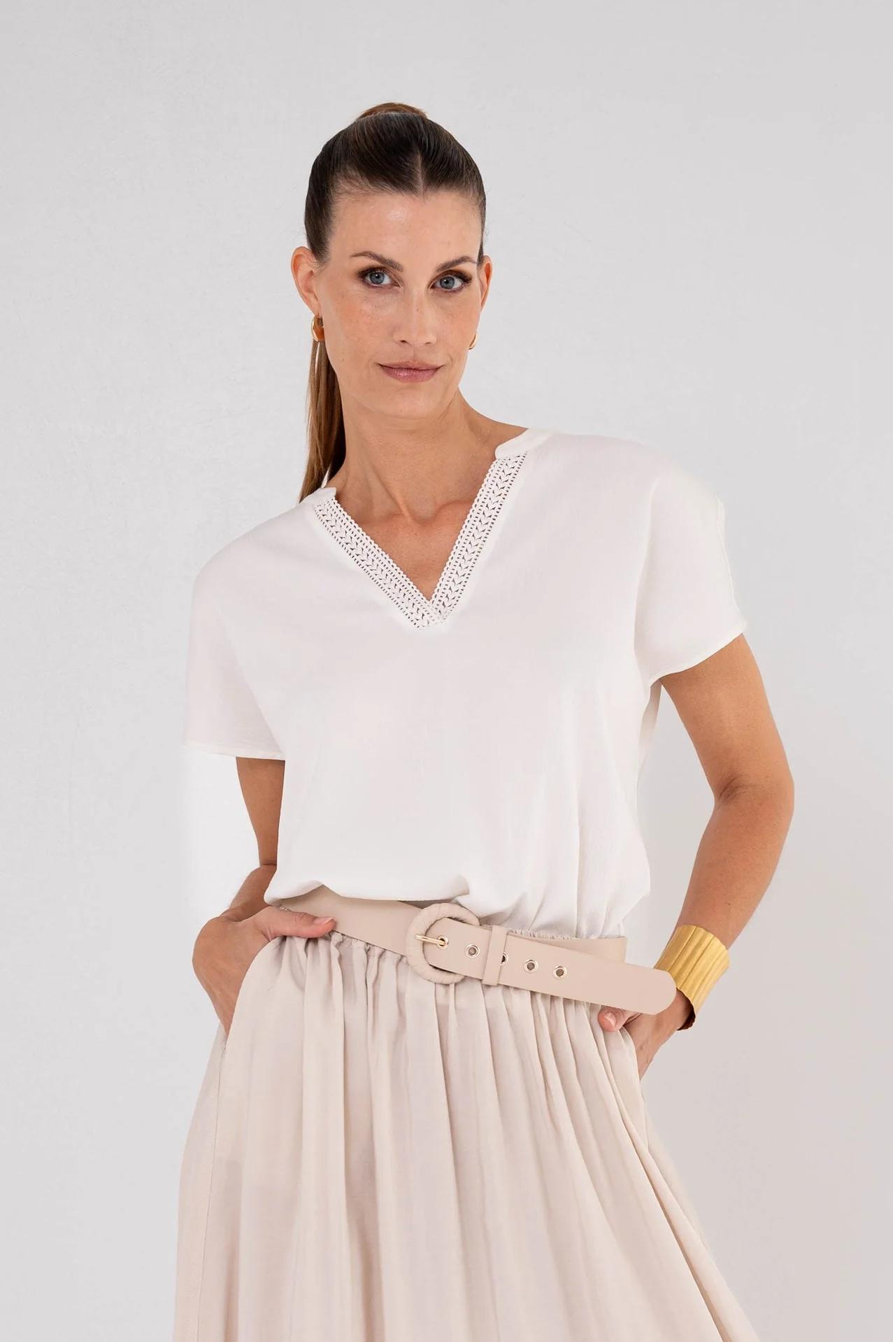 Maicazz Tosina Top Su26.60.312 T-shirt Korte Mouw Offwhite