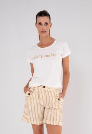 Maicazz Onora T Shirt Su26.75.030 T-shirt Korte Mouw Offwhite Gold