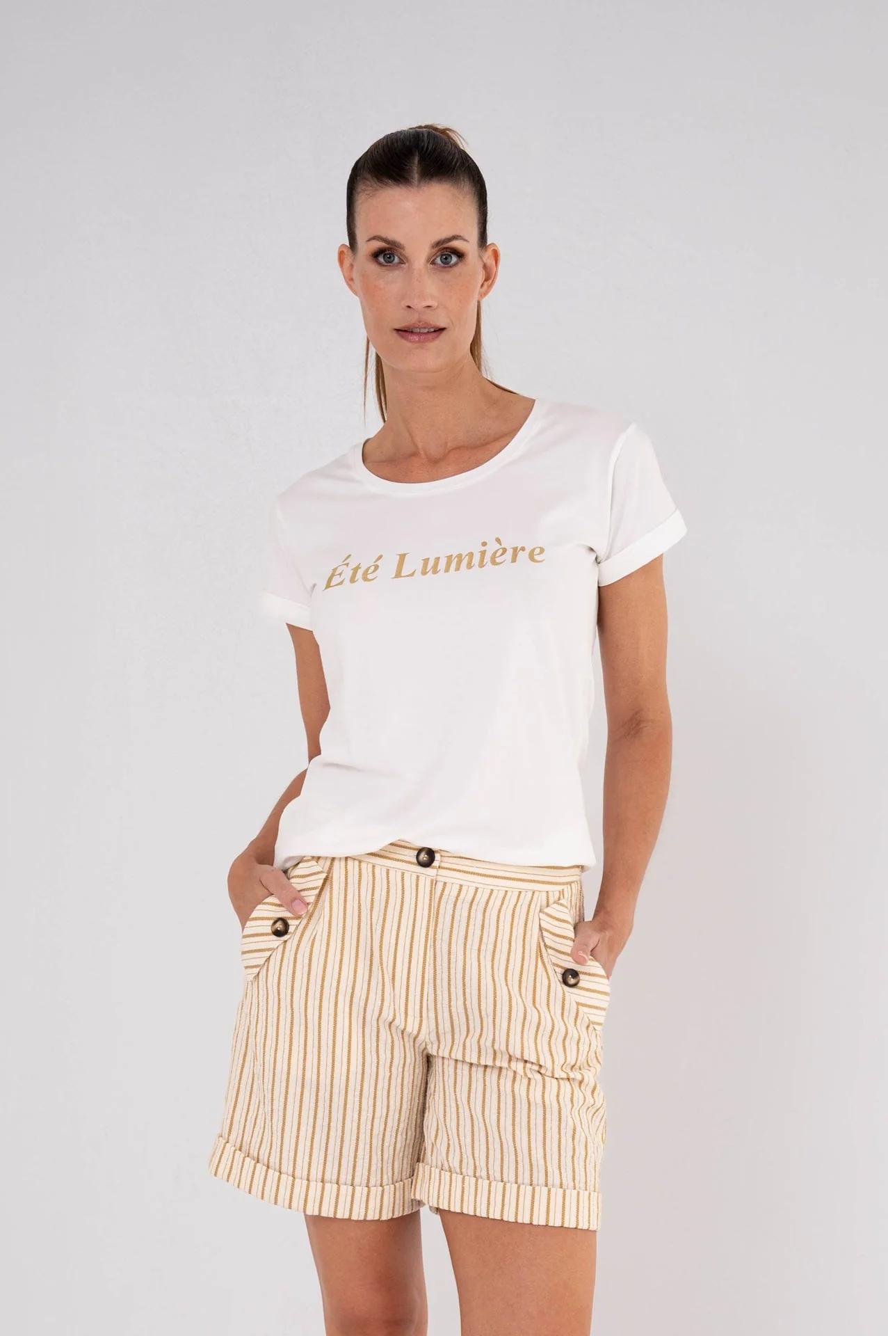 Maicazz Onora T Shirt Su26.75.030 T-shirt Korte Mouw Offwhite Gold