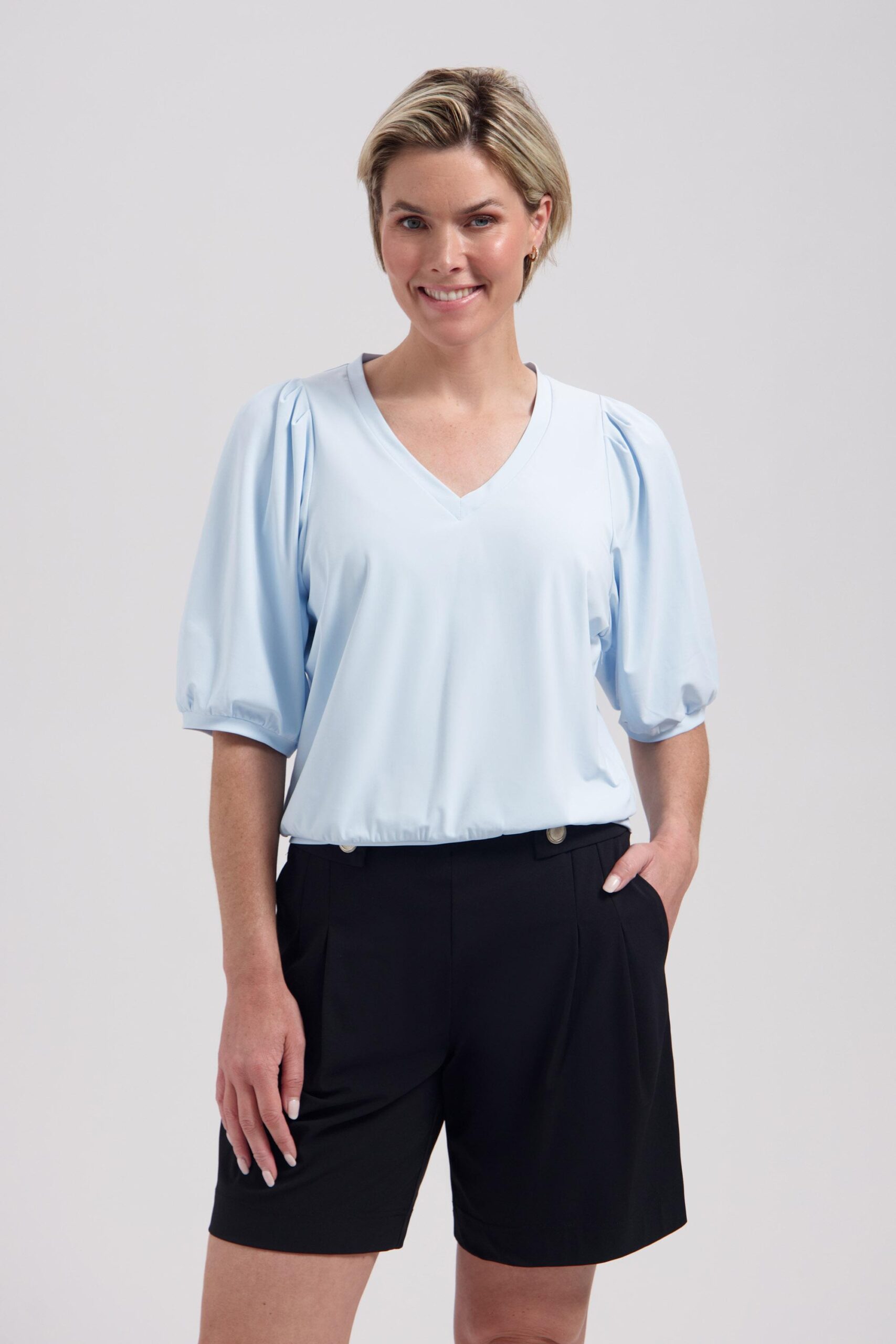 Lady Day Amie-v L24.375.3320 T-shirt Korte Mouw Baby Blue