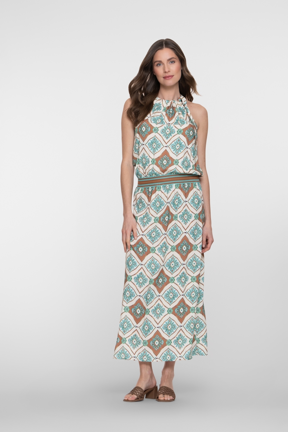Geisha Dress 67404-20 Lange Jurken 602 Aqua/camel