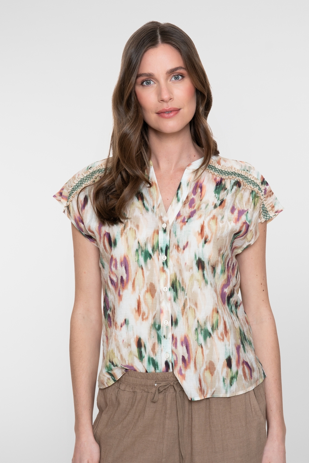 Geisha Blouse 63457-20 Blouse 602 Aqua/sand