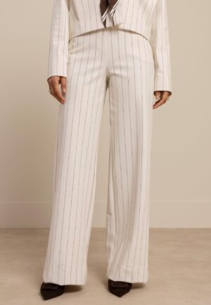 Studio Anneloes Lexie Bonded Pinstripe Trousers 13471 Broek 1474 Kit/new Army