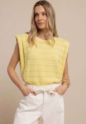 Studio Anneloes Leona Knitted Top 13921 Trui Korte Mouw 2100 Butter Yellow