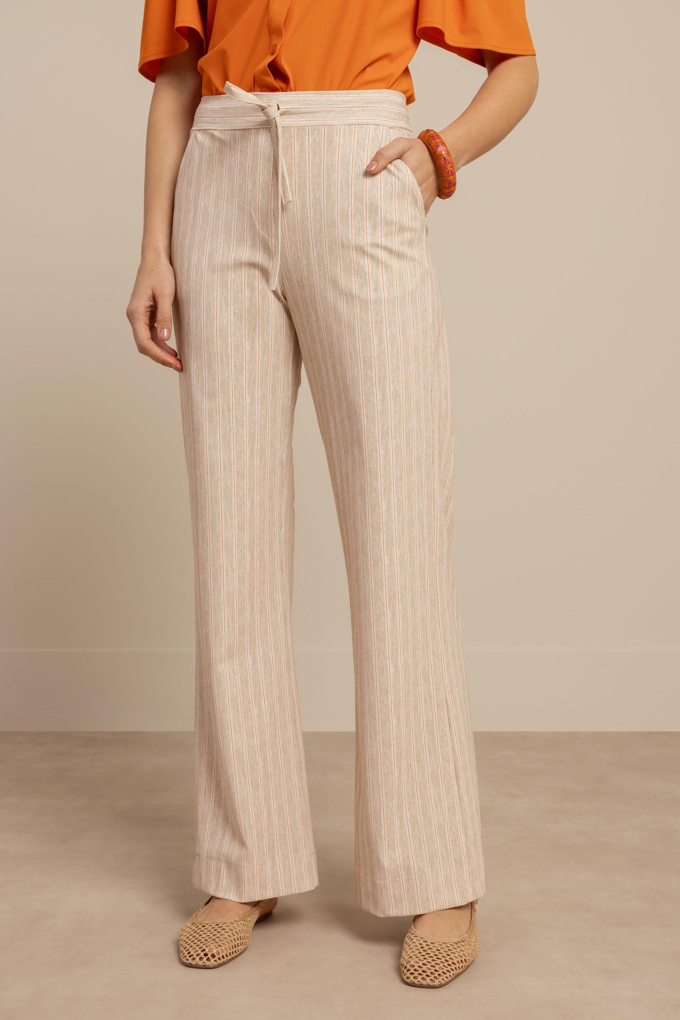 Studio Anneloes Abigail Stripe Trousers 13898 Broek 2226 Latte/orchid Orange