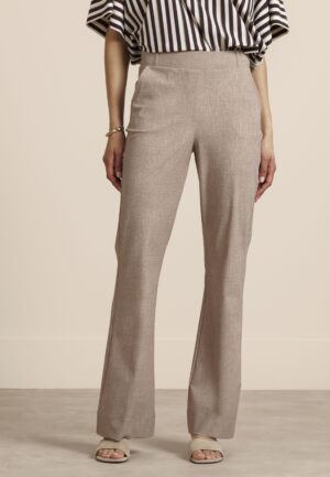 Studio Anneloes Flair Linen Look Trousers 13855 Flared 2200 Latte