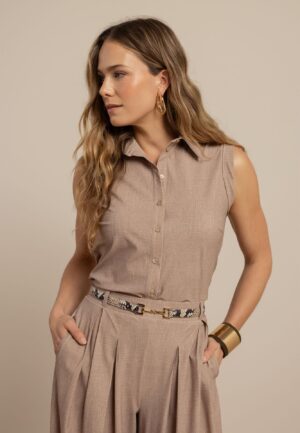 Studio Anneloes Georgie Linen Look Blouse 13857 Blouse 2200 Latte